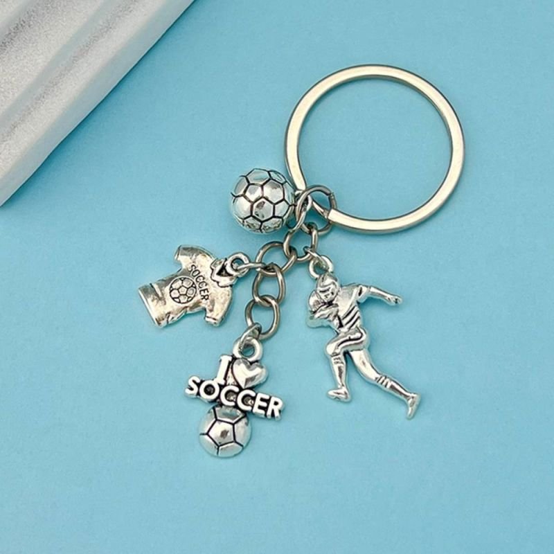 Wholesale alloy soccer series key chain soccer jersey soccer player keychain accessories DIY phone bag car ornaments