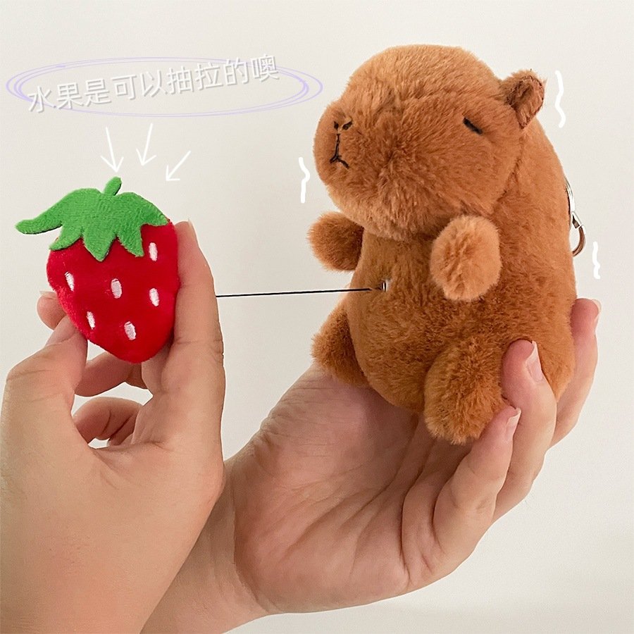 Lilangda Kawaii Plush Capybara Keychain Cute Bag Pendant Hanging Ornaments Stuffed Animals Doll Toy Birthday Gifts Car Key Ring