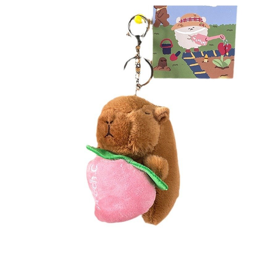 Lilangda Kawaii Plush Capybara Keychain Cute Bag Pendant Hanging Ornaments Stuffed Animals Doll Toy Birthday Gifts Car Key Ring