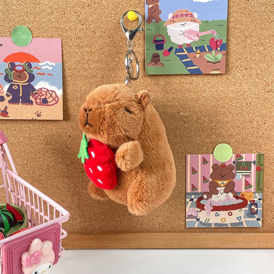 Lilangda Kawaii Plush Capybara Keychain Cute Bag Pendant Hanging Ornaments Stuffed Animals Doll Toy Birthday Gifts Car Key Ring