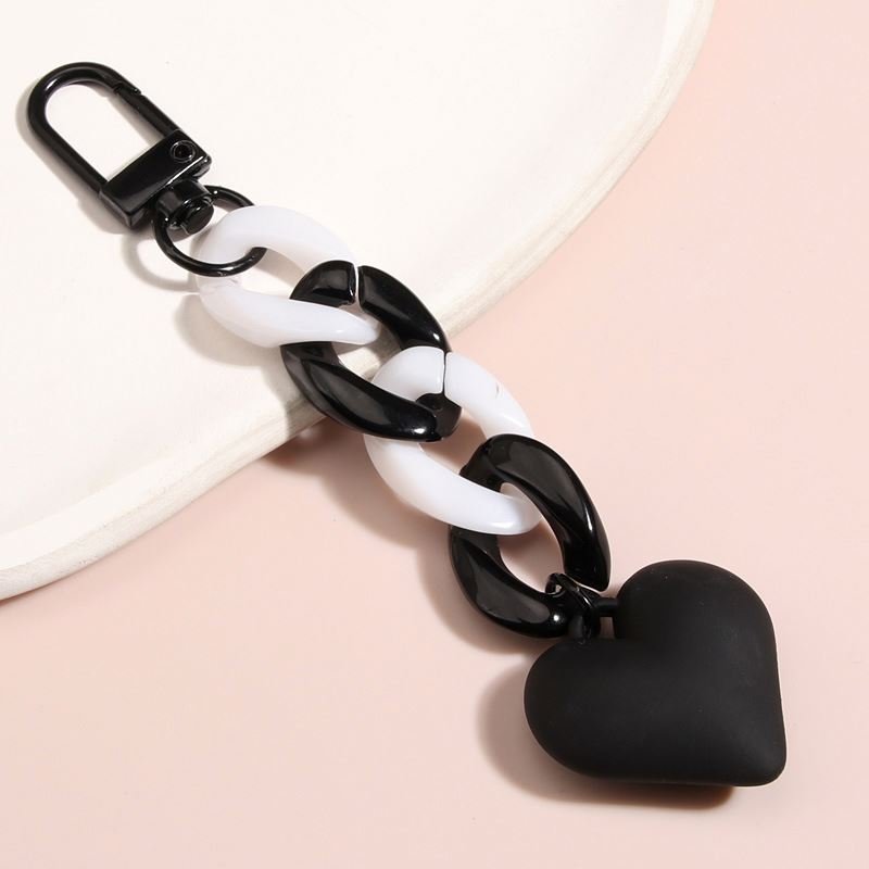 Women Girls Handbag charms Pendant accessories Jewelry Gifts Handmade Heart Key chains Acrylic Plastic Link Chain Key Rings