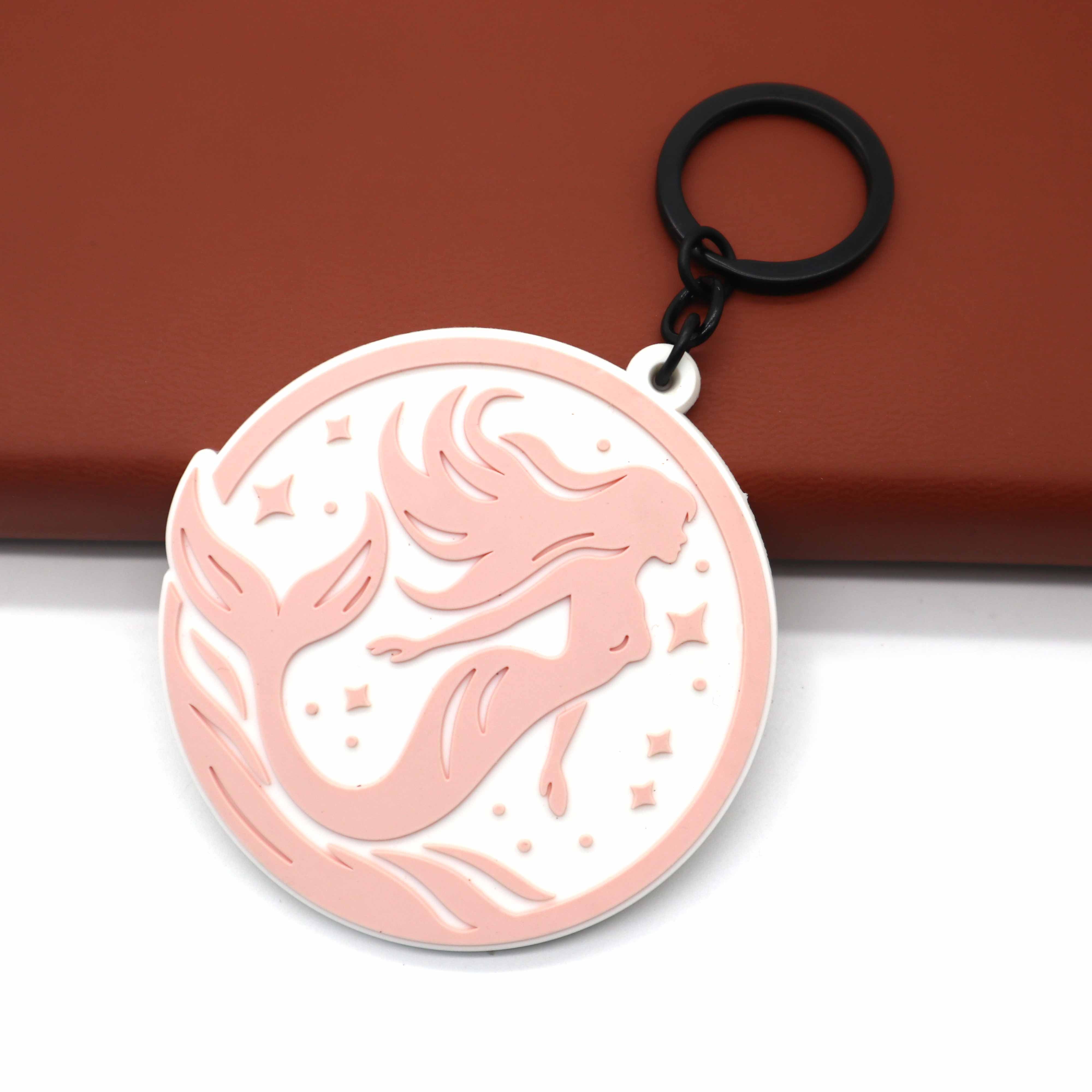 Wholesale Injection Molding Promotional Custom Logo Double Side 2D 3D Soft Pvc Brand Silicone Keyring Rubber Cheapest Keychain