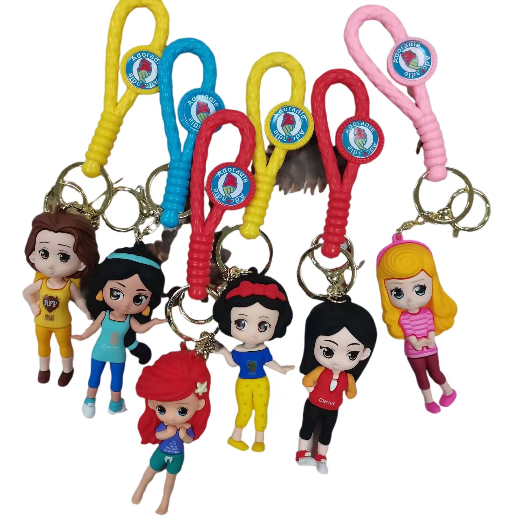Wholesale Factory Cartoon Cute 3d Anime Doll Princess Key Chain Car Key Bag Pendant cartoon Pvc rubber keychains