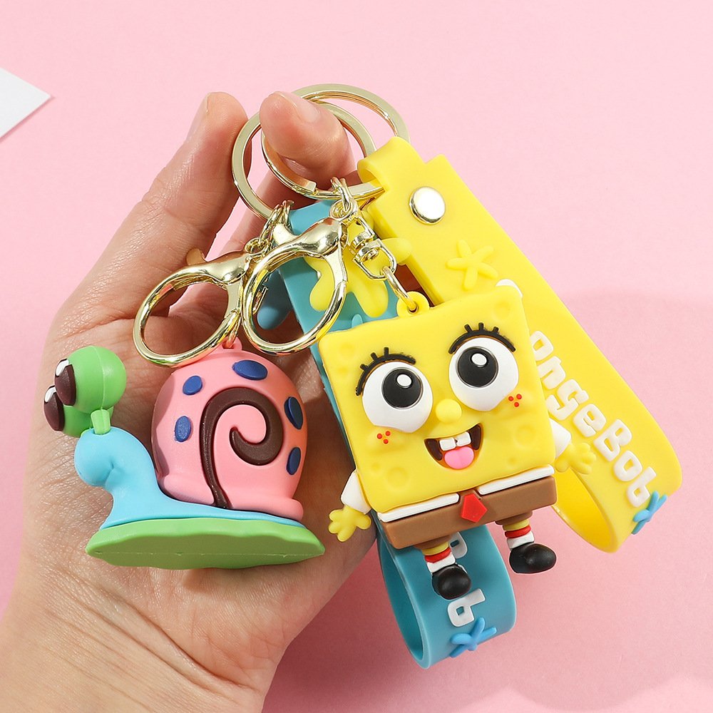 Kawaii Spongebobeds Patrick Star Squidward Tentacles Krabs Boss Keychain Cartoon Cute Bag Pendant Accessories Toy for Girls Gift