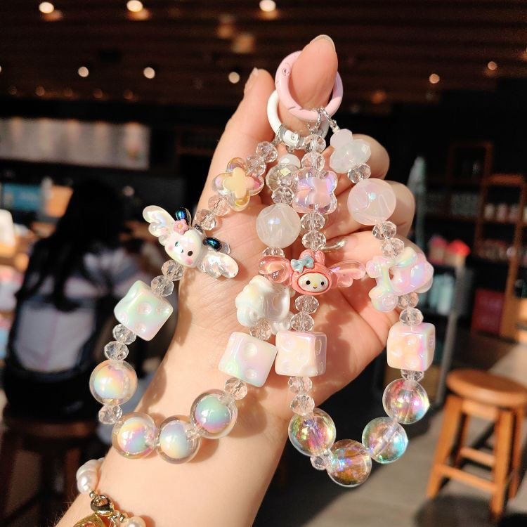 3D Creative Cute Cartoon Beaded Bracelet Small Accessories Car Bag Pendant Small Gift Acrylic S anrio Kuromi Keychain