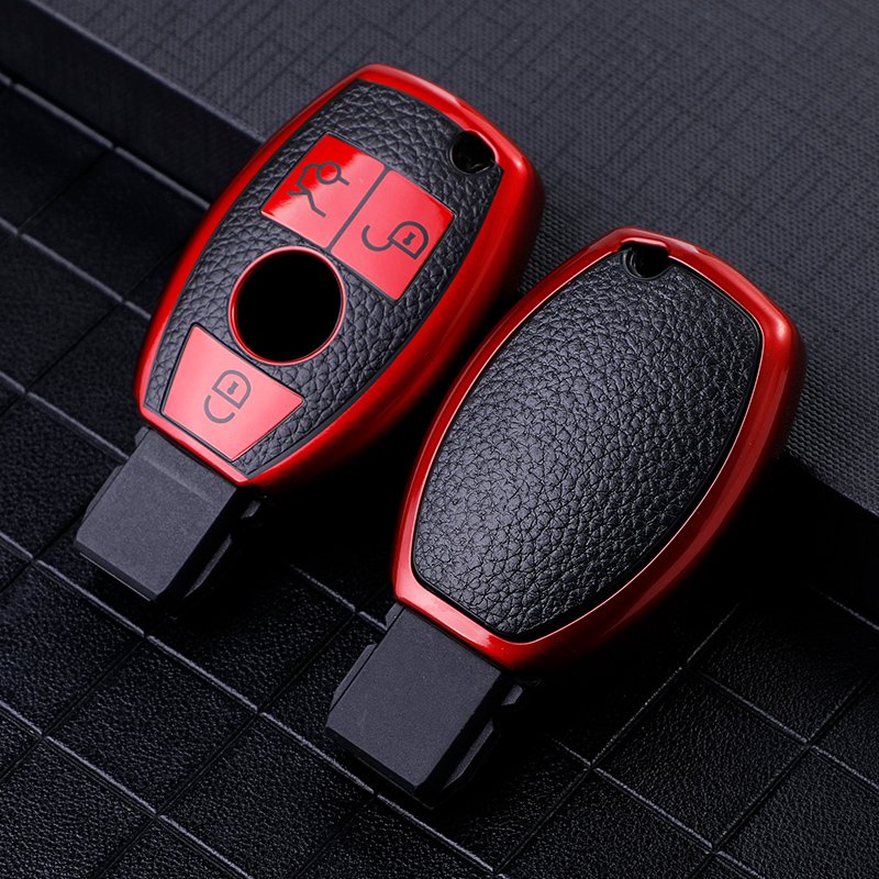 Leather Car Key Case Cover For Mercedes Benz A B R G Class GLK GLA GLC GLR W204 W251 W463 W176 Protect Cover Car Key Accessories
