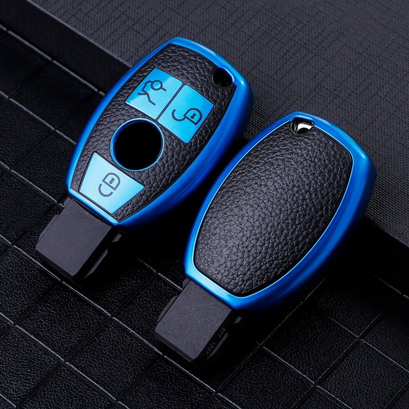 Leather Car Key Case Cover For Mercedes Benz A B R G Class GLK GLA GLC GLR W204 W251 W463 W176 Protect Cover Car Key Accessories