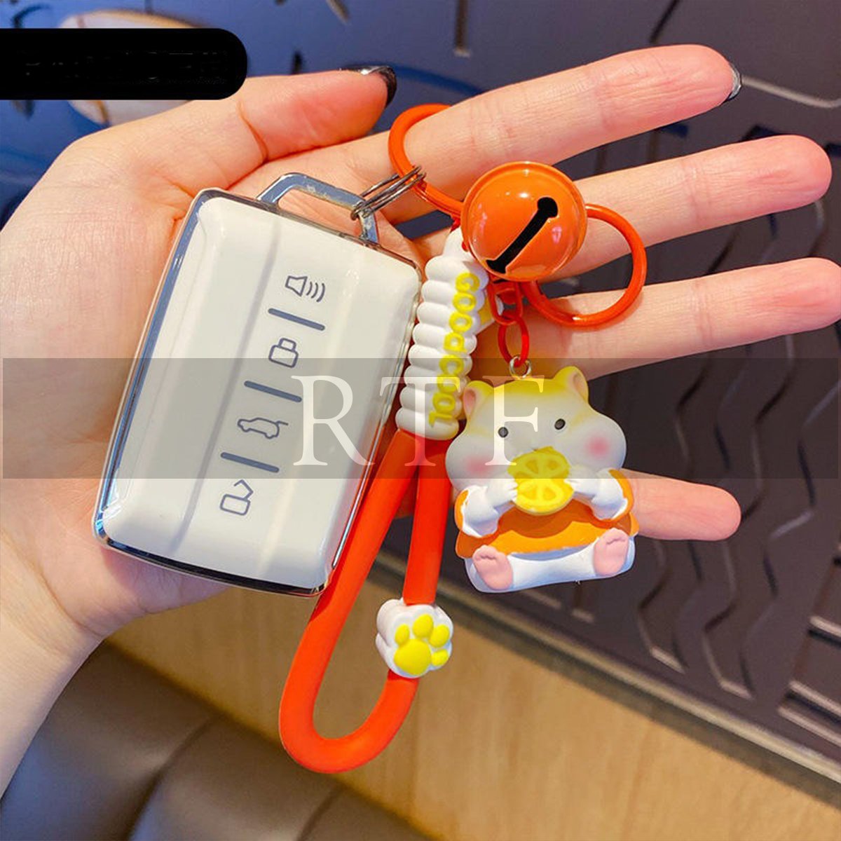 Cartoon lotus animal resin doll keychain cute panda Pig bag Car pendant bag key chain by Raw to Fine