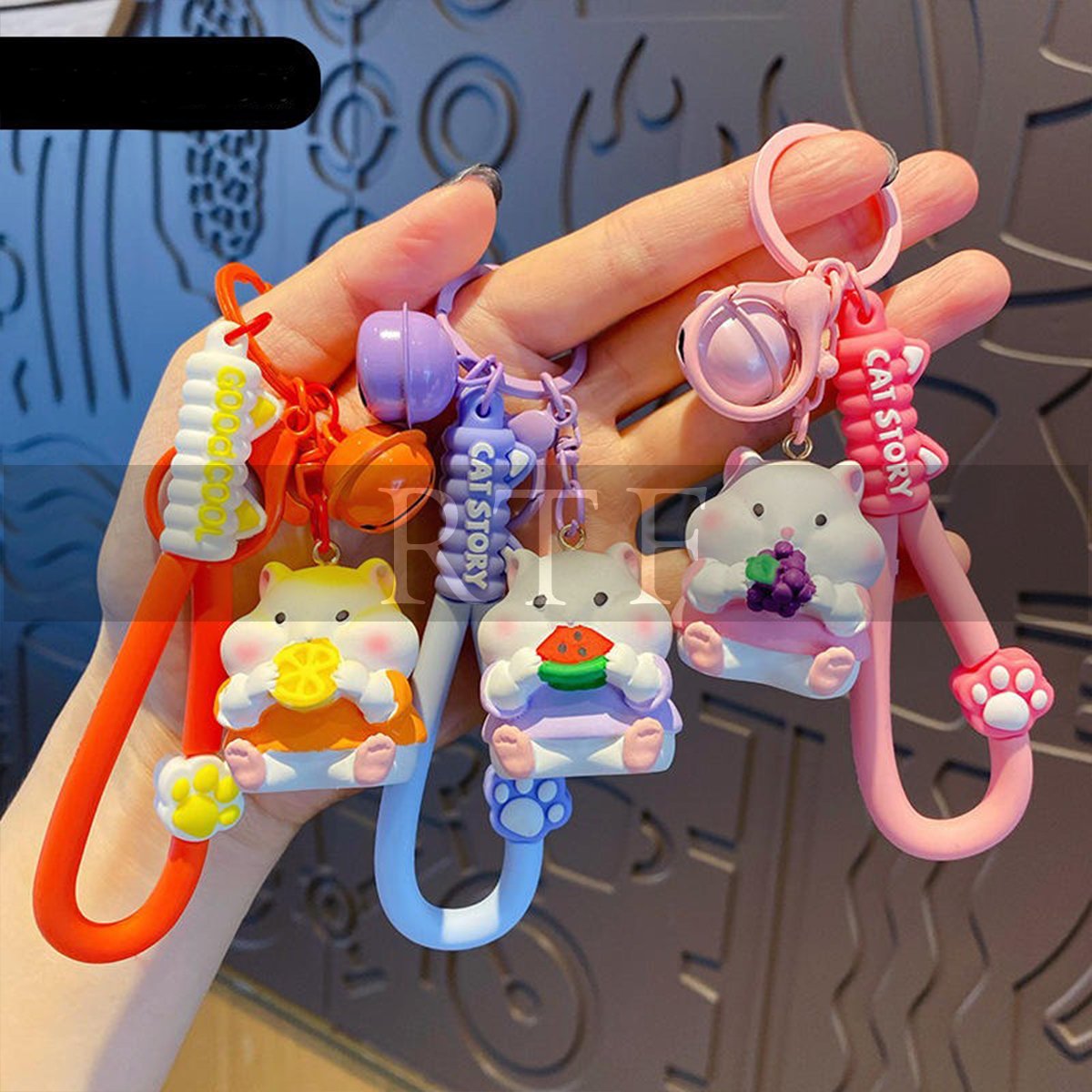 Cartoon lotus animal resin doll keychain cute panda Pig bag Car pendant bag key chain by Raw to Fine