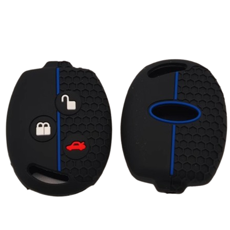 Silicone 3 Button Keyless Entry Key Fob Chain Case Cover Shell Protect For Ford
