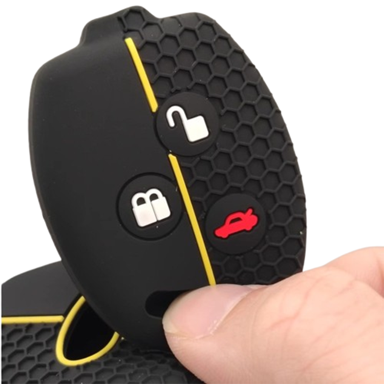 Silicone 3 Button Keyless Entry Key Fob Chain Case Cover Shell Protect For Ford