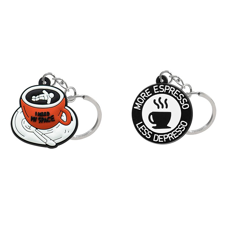 soft pvc keychains cute style coffee series 2023 new arrival custom cartoon key chain wholesale kids toys car key accessories