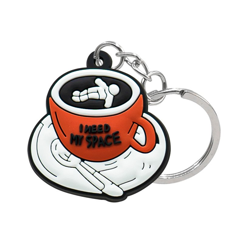 soft pvc keychains cute style coffee series 2023 new arrival custom cartoon key chain wholesale kids toys car key accessories