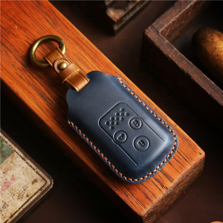 Genuine Leather Car Key Case Cover for Honda Accord Smart Remote 2/3 Buttons Car Key Cover With Key Chain