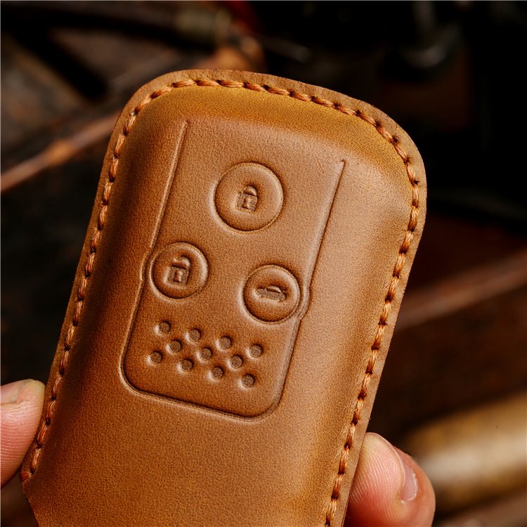 Genuine Leather Car Key Case Cover for Honda Accord Smart Remote 2/3 Buttons Car Key Cover With Key Chain