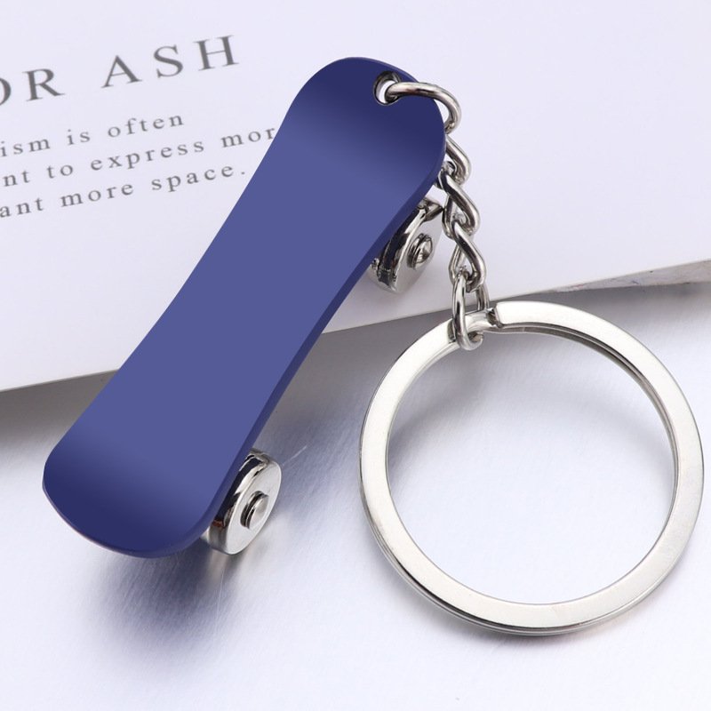 Color Creative Sport Scooter Keychain Custom Laser Logo Printing Logo metal finger school bag small pendant roller Car key chain