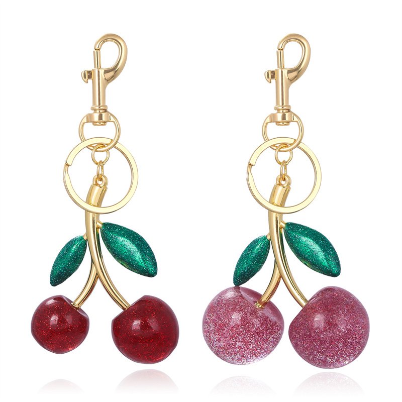 Wholesale New Fashion Fruit Style 3D Crystal Key Chain Women Girl Bag Charms Accessories Keyring 3D Crystal Cherry Keychain