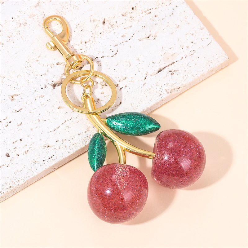 Wholesale New Fashion Fruit Style 3D Crystal Key Chain Women Girl Bag Charms Accessories Keyring 3D Crystal Cherry Keychain