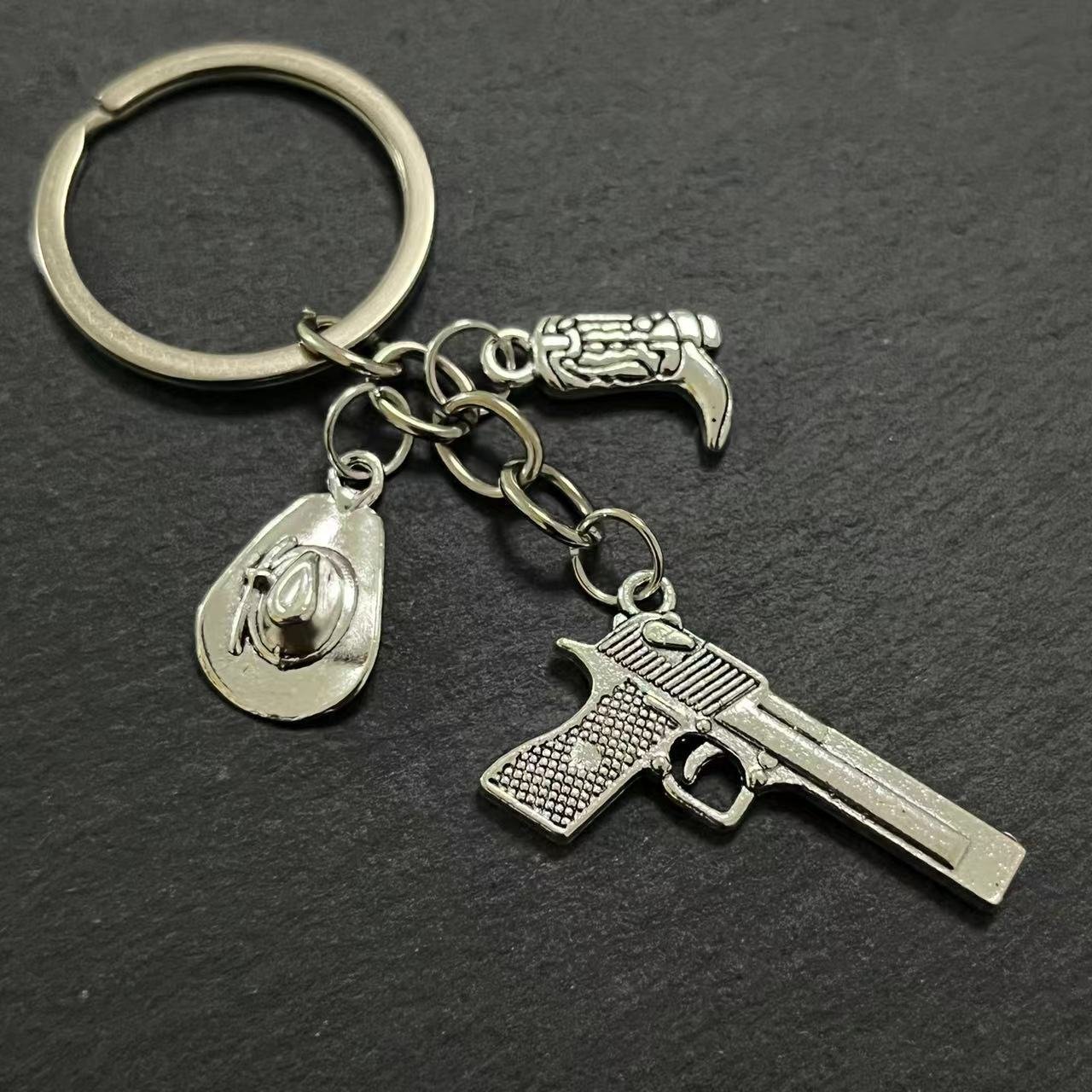 Western Cowboy Style Keychain Gun Hat Boots Personalized Creative Keychain Accessories