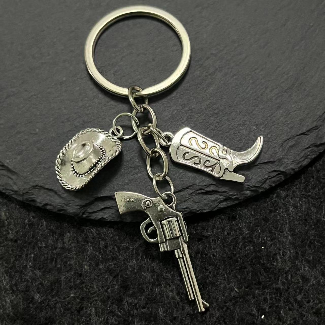 Western Cowboy Style Keychain Gun Hat Boots Personalized Creative Keychain Accessories