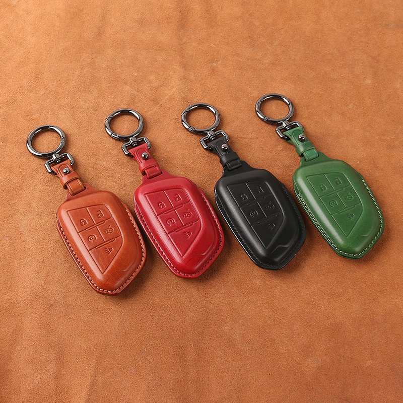 Car Key Accessories New Luxury Leather Car Key Holder Custom Car Key Case Cover For Cadillac