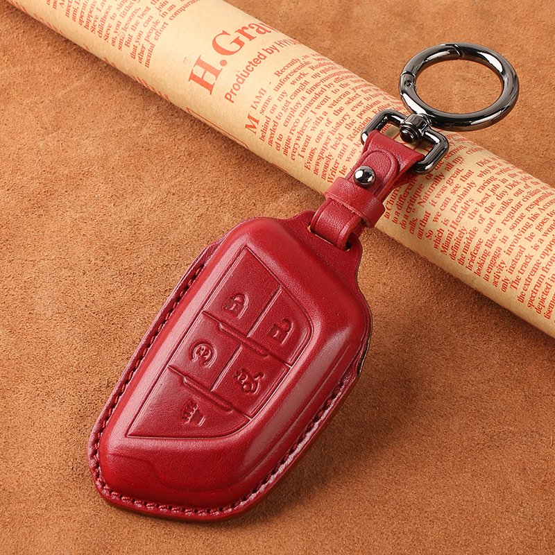 Car Key Accessories New Luxury Leather Car Key Holder Custom Car Key Case Cover For Cadillac