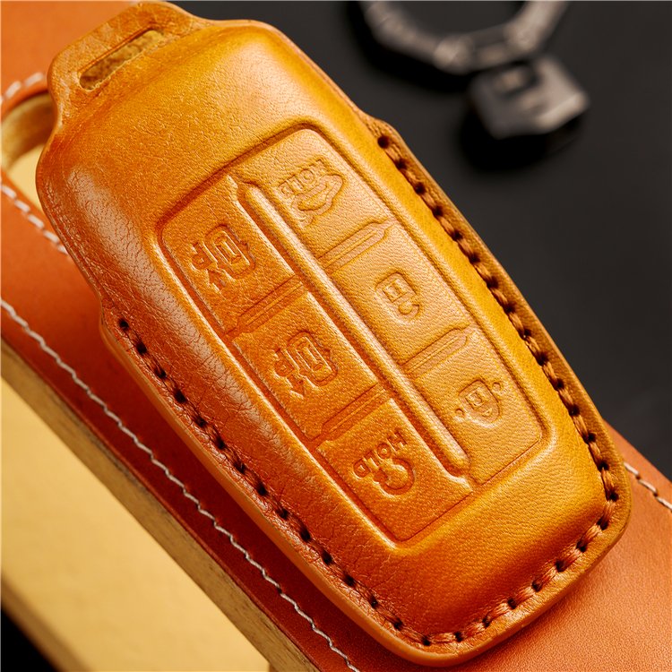 Handmade Genuine Leather Car Key Case Cover for CHyundai Genesis G60 GV70 G80 G90 Smart Car Key Fob Shell Case