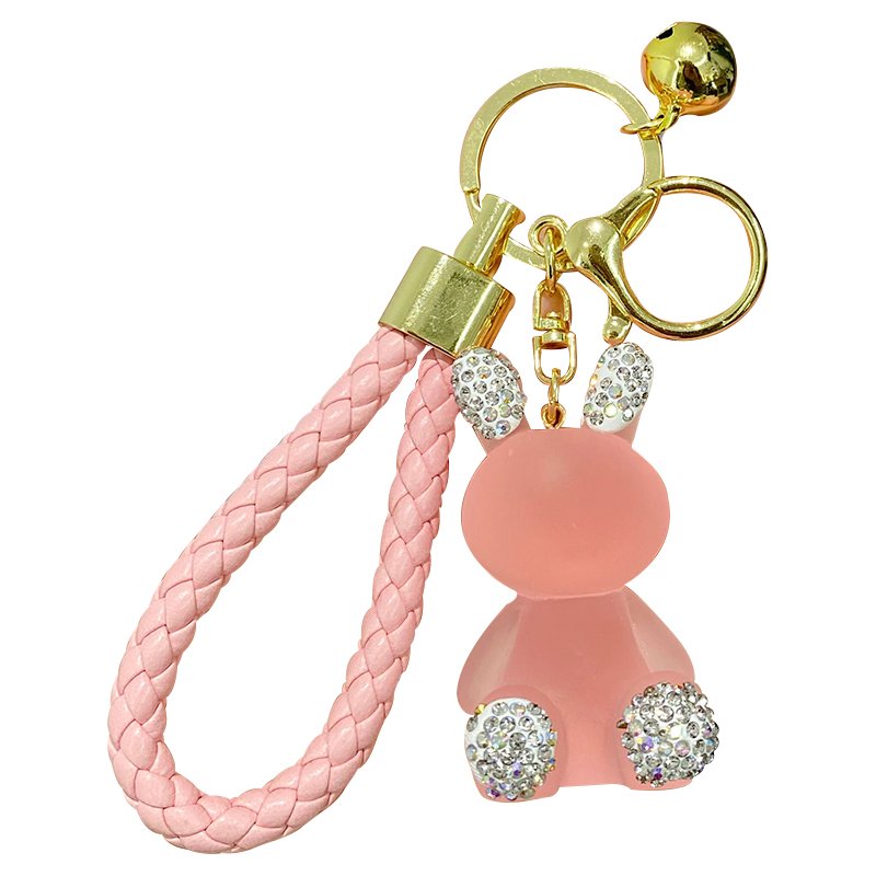 Baimao creative cartoon diamond crystal rabbit resin keychain pendant cute bunny car key chain female bag accessories gift