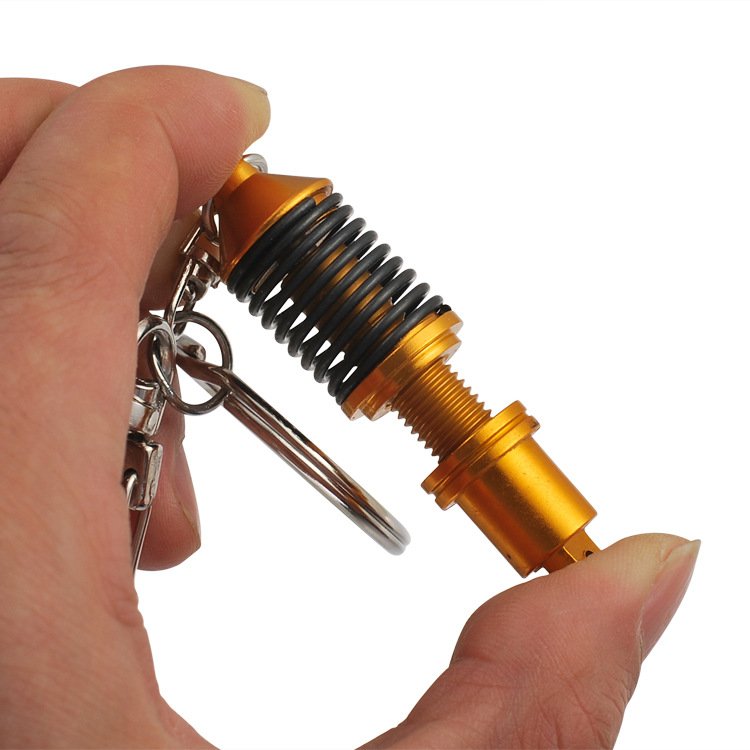 Wholesale metal spring keyring auto key ring car parts accessories shock absorber keychain