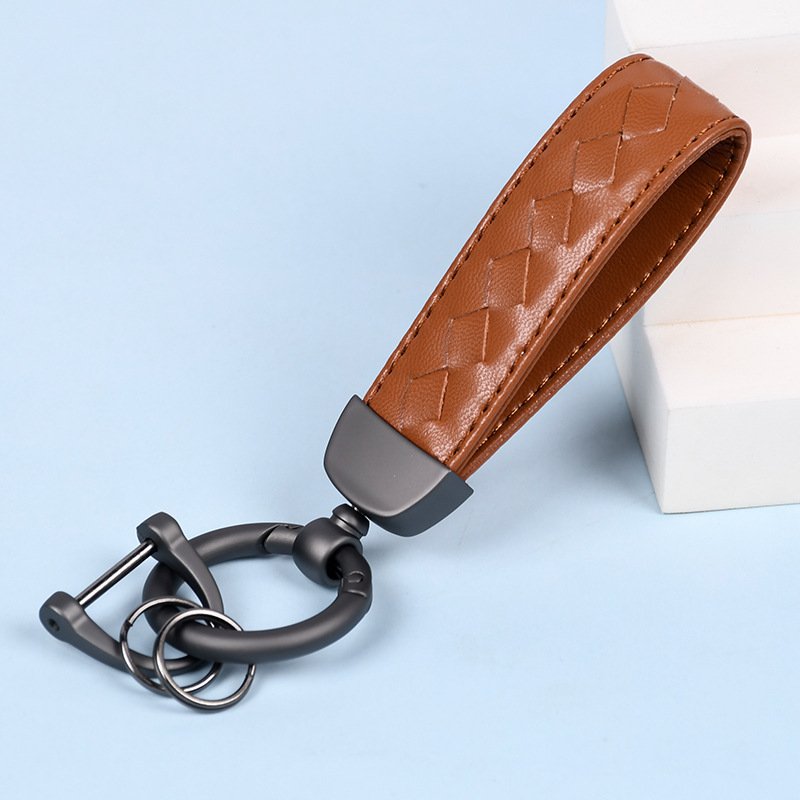 Personalized Leather Car Key Chain Fashion Diamond Key Ring Male Business Couple Pendant Accessories