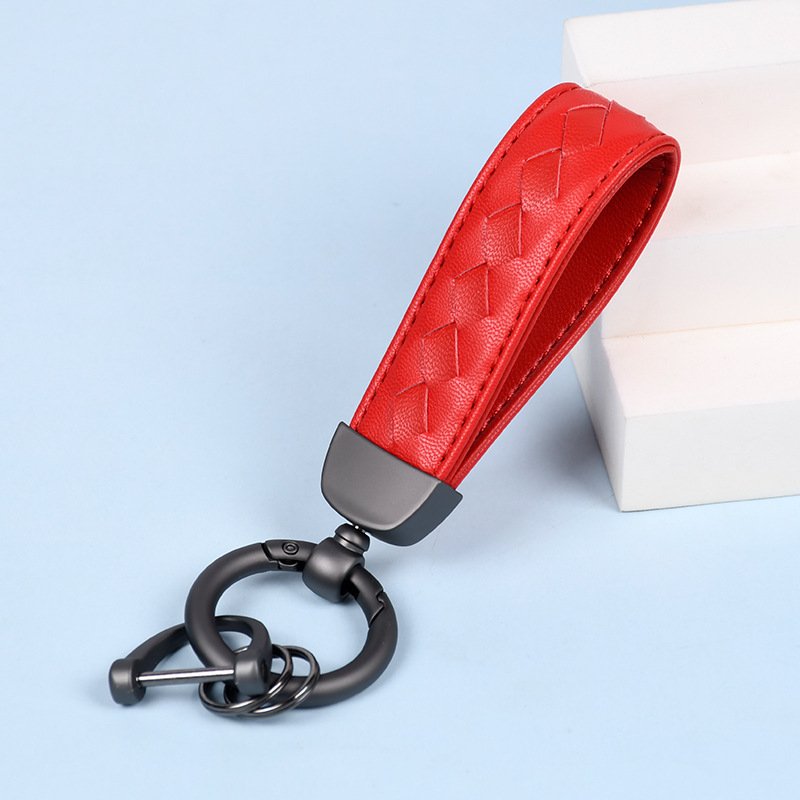 Personalized Leather Car Key Chain Fashion Diamond Key Ring Male Business Couple Pendant Accessories