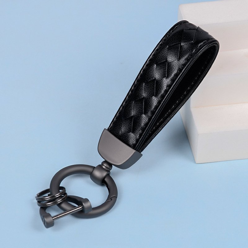 Personalized Leather Car Key Chain Fashion Diamond Key Ring Male Business Couple Pendant Accessories