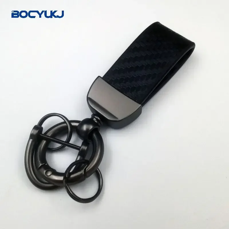 Carbon fiber Leather Car Keychain For BMW Mercedes VW Audi Toyota Honda Lexus MG Hyundai Kia Ford Key Ring Anti-lost Accessories
