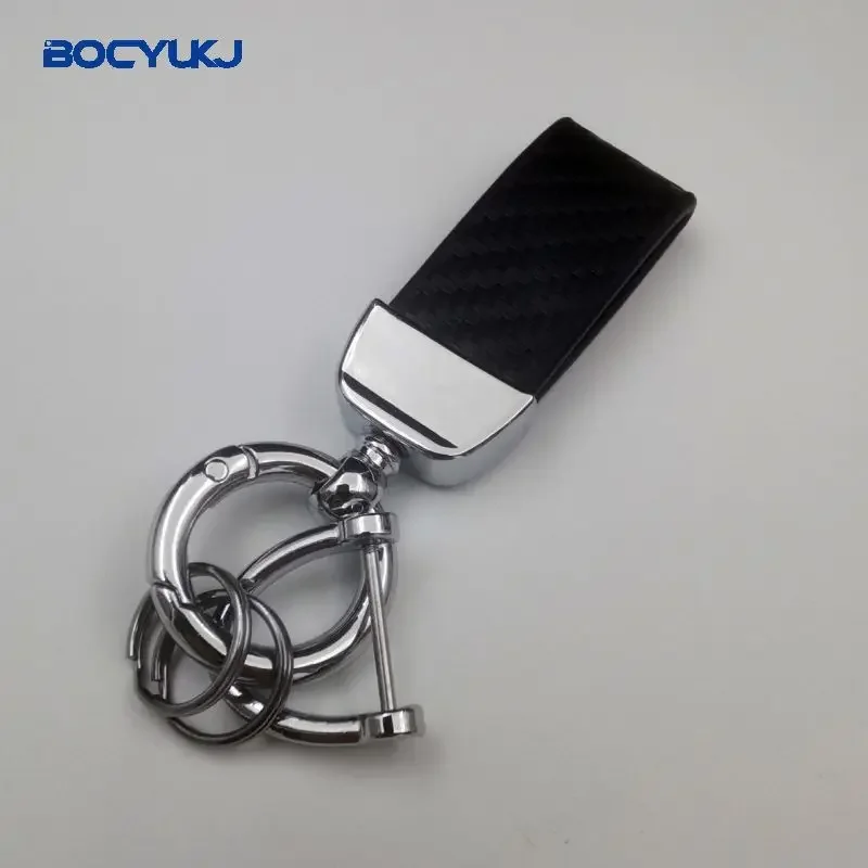 Carbon fiber Leather Car Keychain For BMW Mercedes VW Audi Toyota Honda Lexus MG Hyundai Kia Ford Key Ring Anti-lost Accessories