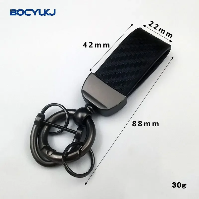 Carbon fiber Leather Car Keychain For BMW Mercedes VW Audi Toyota Honda Lexus MG Hyundai Kia Ford Key Ring Anti-lost Accessories