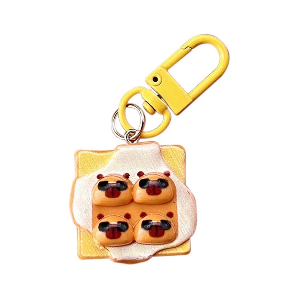 Lilangda Lovely Animal Toast Capybara Keychain Bread Resin Capibara Backpack Decor Creative Kapibara Pendant Car Key Pendant
