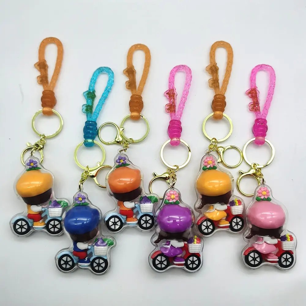Professional Custom 3D PVC Rubber Ice Acrylic Bike Boy and Girl Key Chain Car Keyring Bag Accessories Cartoon Keychains Gift
