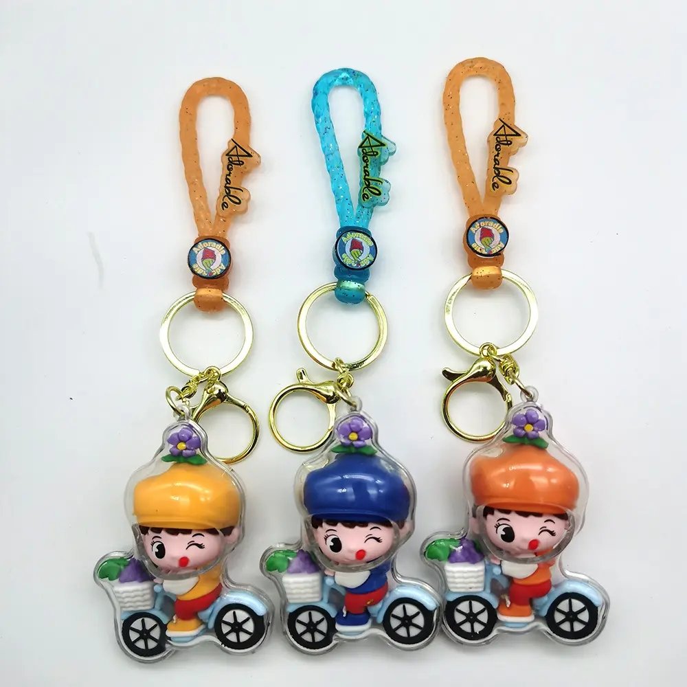 Professional Custom 3D PVC Rubber Ice Acrylic Bike Boy and Girl Key Chain Car Keyring Bag Accessories Cartoon Keychains Gift