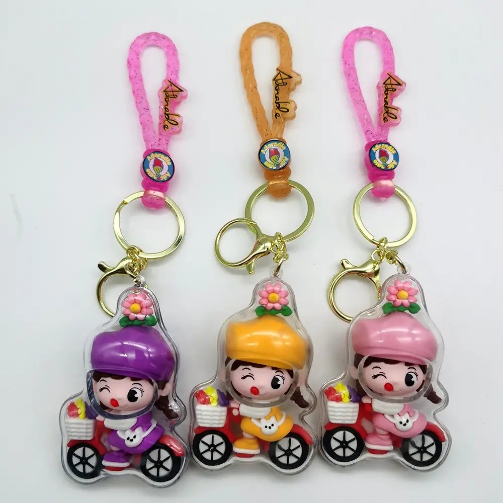 Professional Custom 3D PVC Rubber Ice Acrylic Bike Boy and Girl Key Chain Car Keyring Bag Accessories Cartoon Keychains Gift