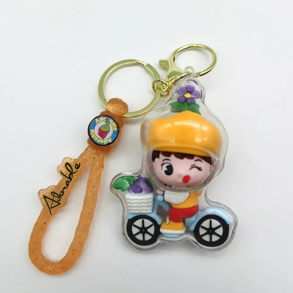 Professional Custom 3D PVC Rubber Ice Acrylic Bike Boy and Girl Key Chain Car Keyring Bag Accessories Cartoon Keychains Gift