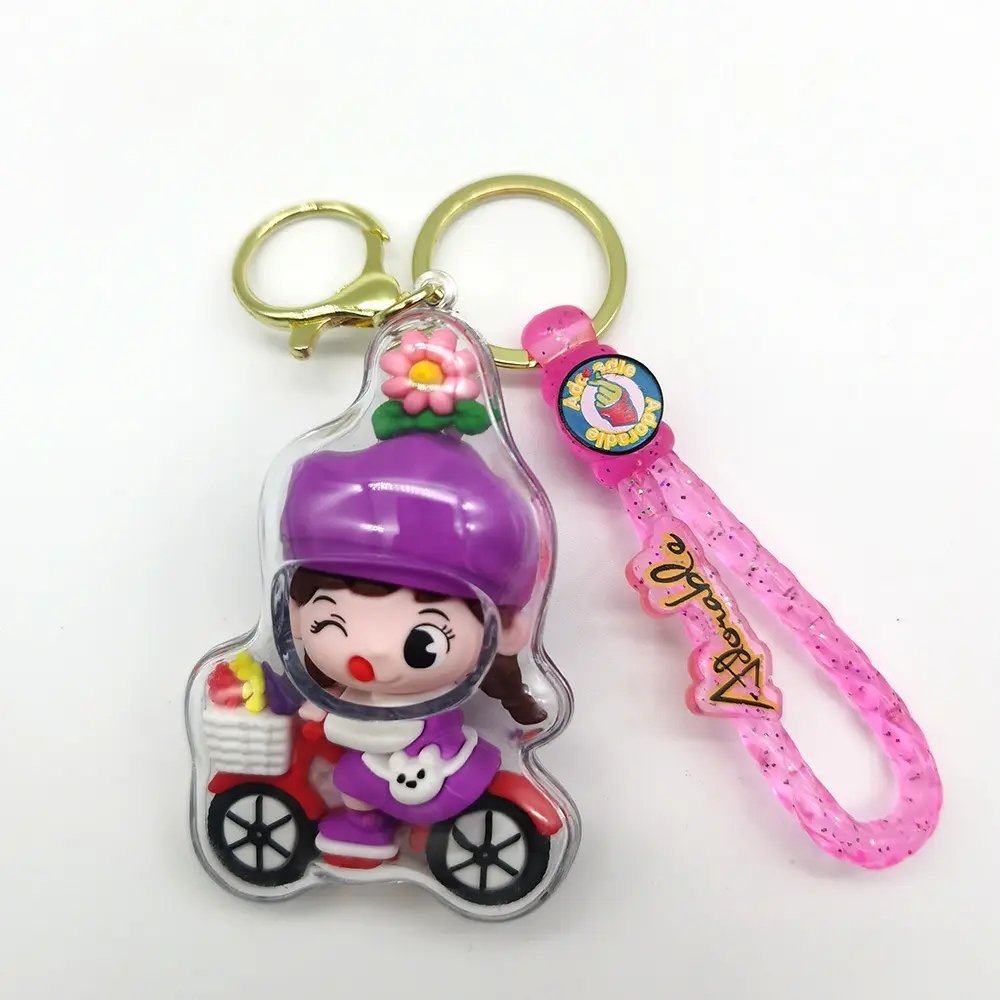 Professional Custom 3D PVC Rubber Ice Acrylic Bike Boy and Girl Key Chain Car Keyring Bag Accessories Cartoon Keychains Gift
