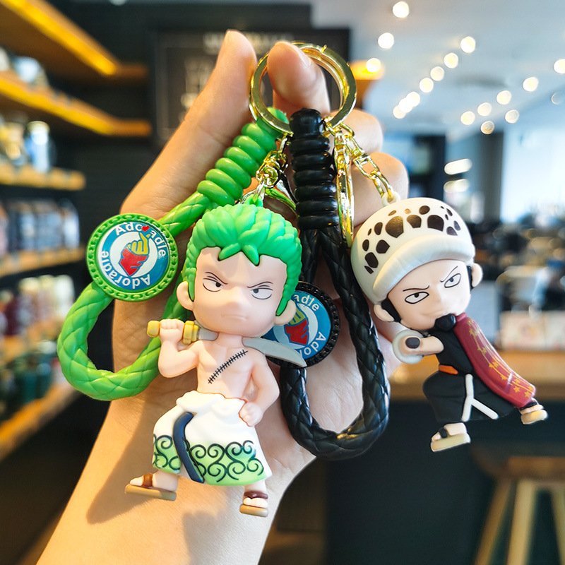 3D Doll Luffy Keychain Car Key Pendant Cool Cartoon One Piece Keychains Knapsack Decoration Anti-Lost Accessories Key Chain