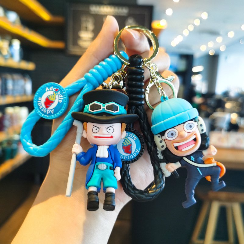3D Doll Luffy Keychain Car Key Pendant Cool Cartoon One Piece Keychains Knapsack Decoration Anti-Lost Accessories Key Chain