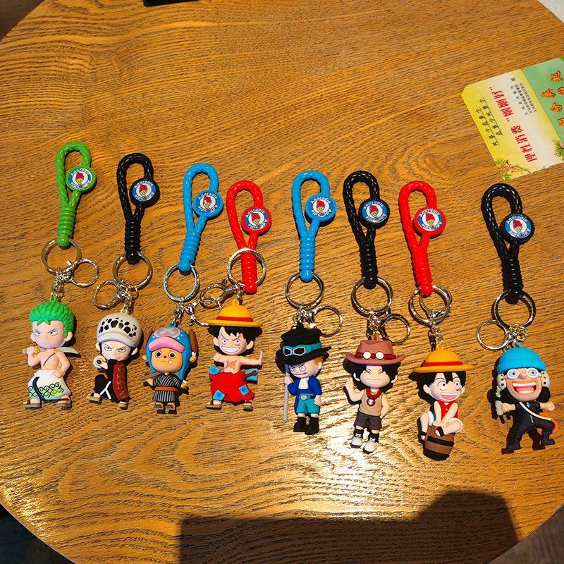 3D Doll Luffy Keychain Car Key Pendant Cool Cartoon One Piece Keychains Knapsack Decoration Anti-Lost Accessories Key Chain