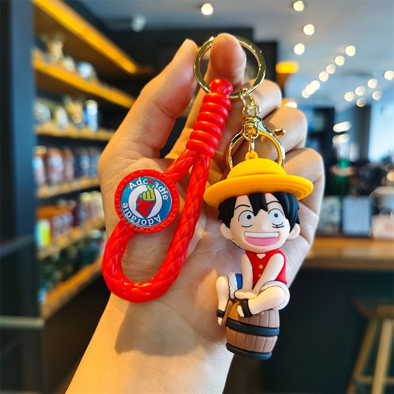 3D Doll Luffy Keychain Car Key Pendant Cool Cartoon One Piece Keychains Knapsack Decoration Anti-Lost Accessories Key Chain