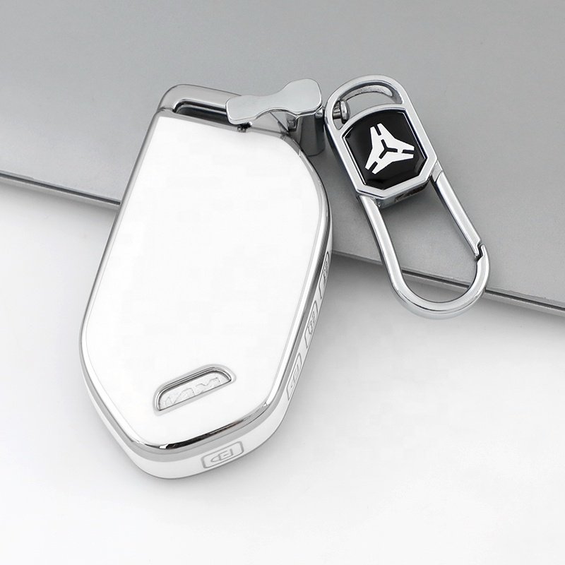 Silver Edge TPU Key Fob Cover with keychain Fit for Kia Optima Sorento Sportage Soul Forte Niro class car key case Accessories