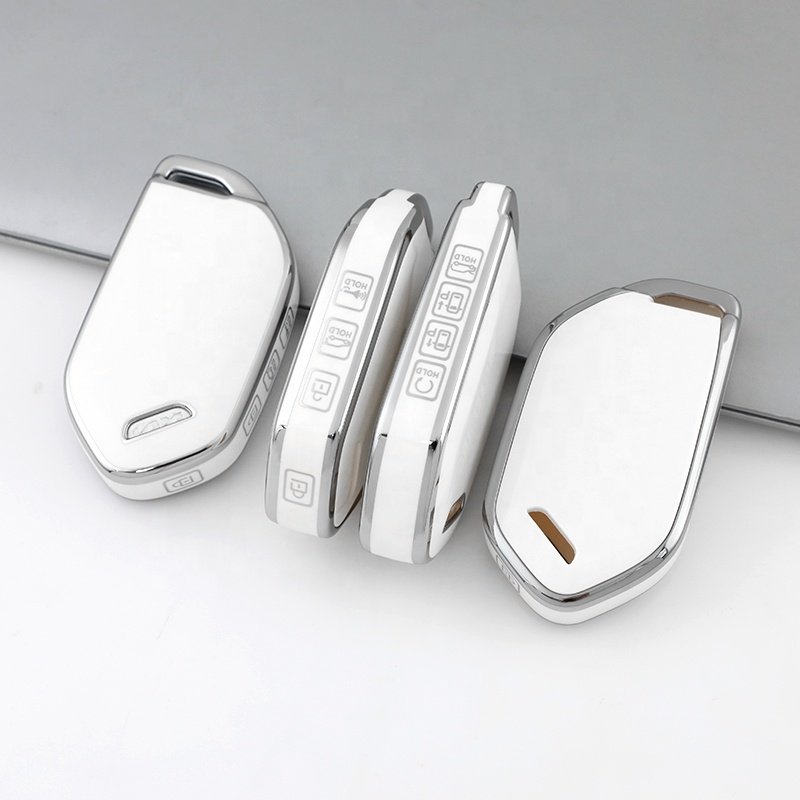 Silver Edge TPU Key Fob Cover with keychain Fit for Kia Optima Sorento Sportage Soul Forte Niro class car key case Accessories