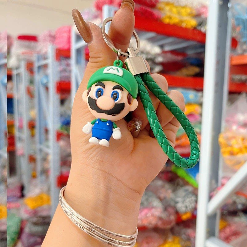 Wholesale Mario Unicorn Car Keychain Accessories Cheap Cartoon Anime 3D Soft Silicone PVC Key Ring Lanyards