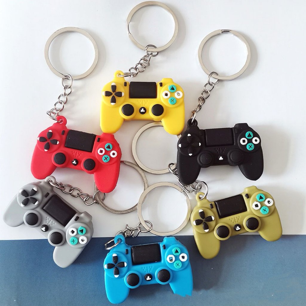 Kawaii Cartoon PVC Anime keychain Mini Console Shaker 3D Gamepad Joystick Controller Keychains cute car bag keyring Key chain