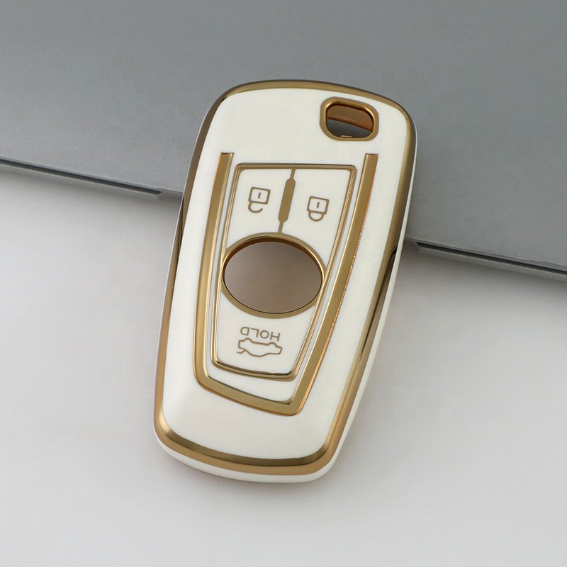 Gold Edge TPU Car Key Case Cover For Peugeot 408 508 2008 3008 4008 5008 Car Accessories Key Holder